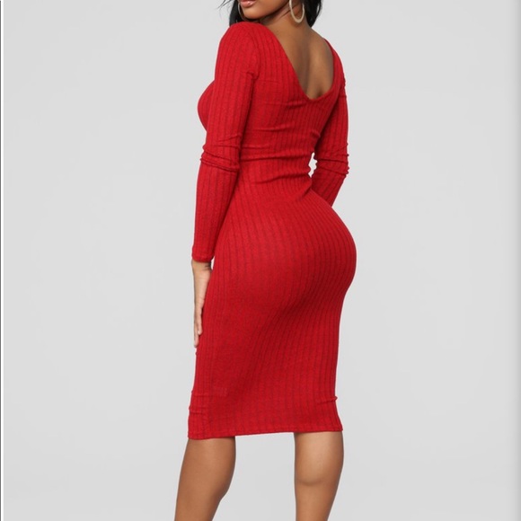 Fashion Nova Midi Dress Red - Picture 3 of 6